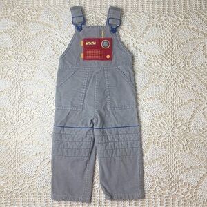 Vintage 1980s Little Challenger Baby Boy 2t Gray Corduroy Analog Radio Overalls